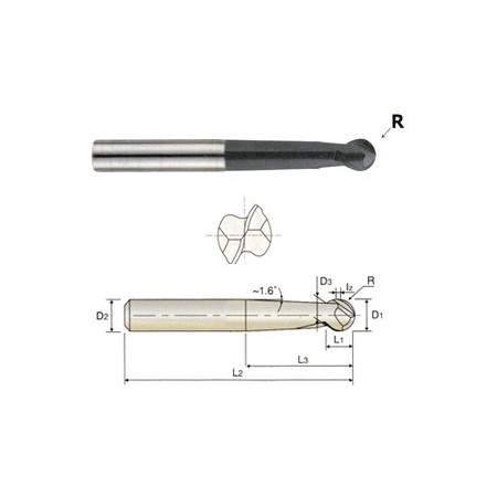 YG1-EM669160 - 16.0 x 16 x 15 x 150 - 2 Flute Long Ball Economic Carbide - Metric X-Power