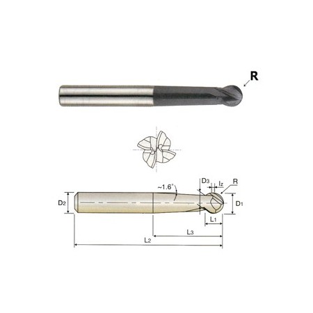 YG1-EM673160 - 16.0 x 16 x 15 x 61 x 150 - 4 Flute Long Ball Economic Carbide - Metric X-Power