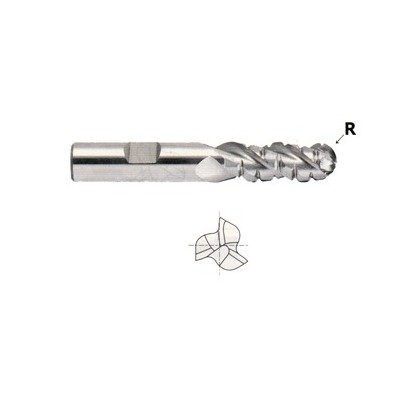 YG1-EP12048 - 3/4 x 3/4 x 1-5/8 x 3-7/8 - 3 Flute 42 Degree Helix Regular Length Ball Nose Rougher For Aluminium T-15