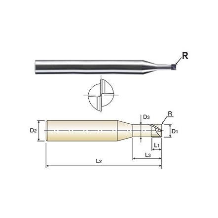 YG1-ESD02020206 - 2(R.2) x 4 x 1.2(6) x 50 - Cbn 2 Flute 30 Degree Helix Corner Radius End Mill