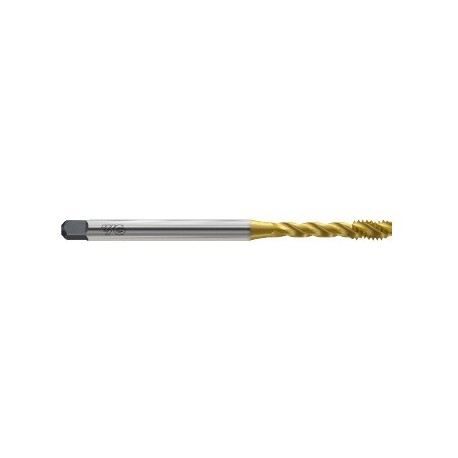 YG1-G7343 - 10 - 32 4OAL, GH3 - 3 Flute Spiral Fluted Long Shank Modified Bottoming Tin Coated Tap For Stainless Steel Upto 28Hrc