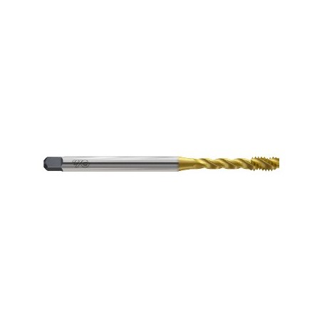 YG1-G8423 - 1/4 - 28 - 6, GH3 - 3 Flute Spiral Fluted Long Shank Modified Bottoming Tin Coated Tap For Stainless Steel Upto 28Hrc