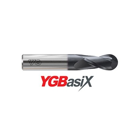 YG1-G9I02056N - 7/8 x 7/8 x 1-1/2 x 4 - Ygbasix Carbide 2 Flute 30Deg. Helix Regular Ball E/M Coated