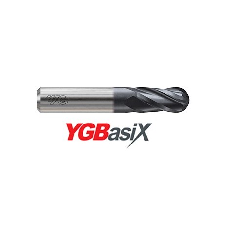 YG1-G9I05027N - 27/64 x 7/16 x 1 x 2-3/4 - Ygbasix Carbide 4 Flute 30Deg. Helix Regular Ball E/M Coated