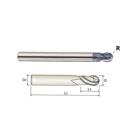 YG1-GMF17012 - 3/16 x 1/4 x 5/32 x 2-3/4 - 4G Mill 4 Flute 30 Degree Helix Ball End Mill