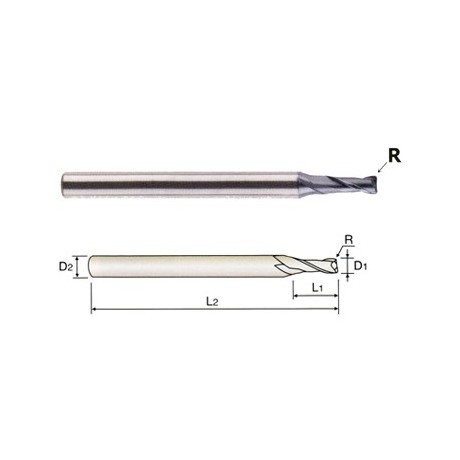 YG1-GMF18928 - 3/8 (R.040) x 3/8 x 1 x 4 - 4G Mill 2 Flute 30 Degree Helix Corner Radius End Mill