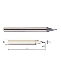 YG1-GMF23906 - .024 x 3/16 x 3/64 x 1-1/2 - 4G 2 Flute 30 Degree Helix End Mill