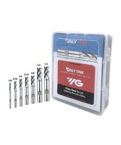 YG1-GYG65KIT7 - 1/8, 3/16, 1/4, 5/16, 3/8, 1/2 - Only One Pm60 4 Flute 30 Degree Helix Center Cut Regular Length End Mill