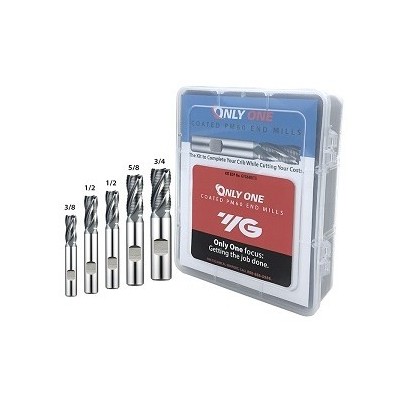 YG1-GYG68KIT5 - 3/8, 1/2, 5/8, 3/4 - Only One Pm60 4 Flutes 30 Degree Helix Roughing (Fine) Center Cut End Mill