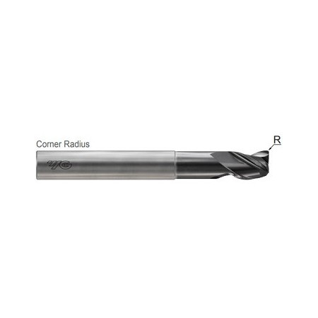 YG1-JAG98991 - 1(R.06) x 1 x 1-1/4(6) x 9 - Alu-Power Hpc 3 Flute Corner Radius With Neck 37 Degree Helix Coated End Mill