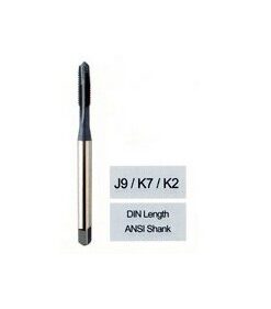YG1-K2607 - M16 - 2.0, D7 - 3 Flute Spiral Pointed Plug Din Length Ansi Shank Hardslick Coated For Steels Upto 35Hrc - Metric
