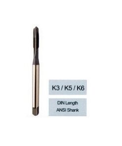 YG1-K5244 - M4 - 0.7, D4 - 3 Flute Spiral Pointed Plug Din Length Ansi Shank Ticn Coated For Stainless Steels Upto 28Hrc - Metric