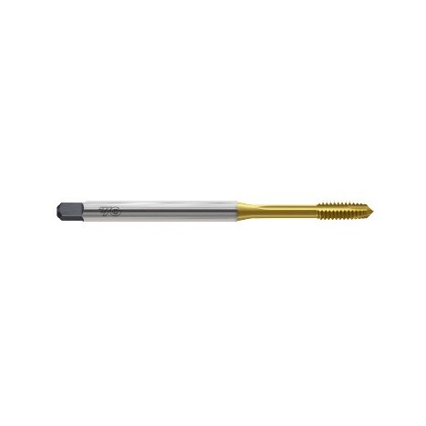 YG1-M1603 - 9/16 - 12 6OAL, GH3 - 3 Flute Spiral Pointed Long Shank Plug Tin Coated Tap For Stainless Steel Upto 28Hrc