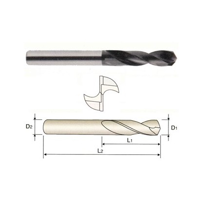 YG1-M16034 - #34 x 1/8 x 7/8 x 2-5/16 - Hss-Pm Multi-1 Drill Stub Length Tialn Coated