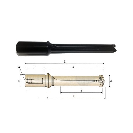 YG1-P26304 - 3, 1-13/32~1-7/8 x 1-1/2 x 2-11/32 - Flanged Straight Shank / Flute Intermediated Spade Drill Holder