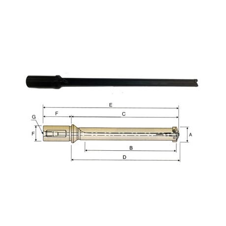 YG1-P28Y01 - Y, 3/8~27/64 x 3/4 x 2-1/32 - Flanged Straight Shank / Flute Extended Spade Drill Holder