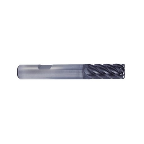 YG1-UGMG23956 - 1/2(R.015) x 1/2 x 1-1/4 x 3 - V7 Plus A 6 Flute 45 Degree Helix Corner Radius Flat Shank End Mill
