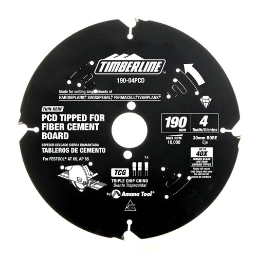 Timberline 190-04PCD 190mm X4T PCD TIP SAW BLADE