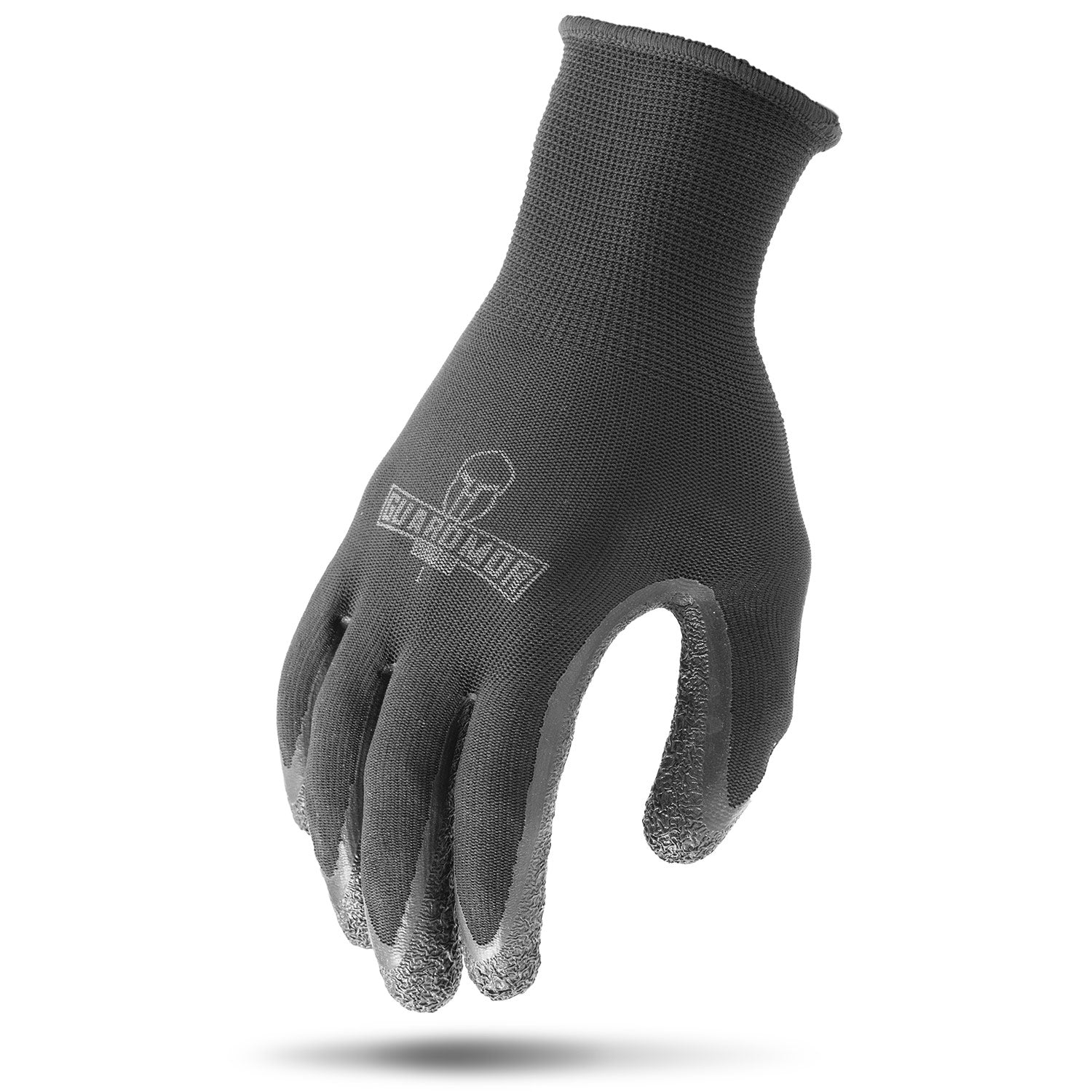 CRINKLE LATEX PALM Black 13g Polyester Knit Glove with Latex Palm - MED