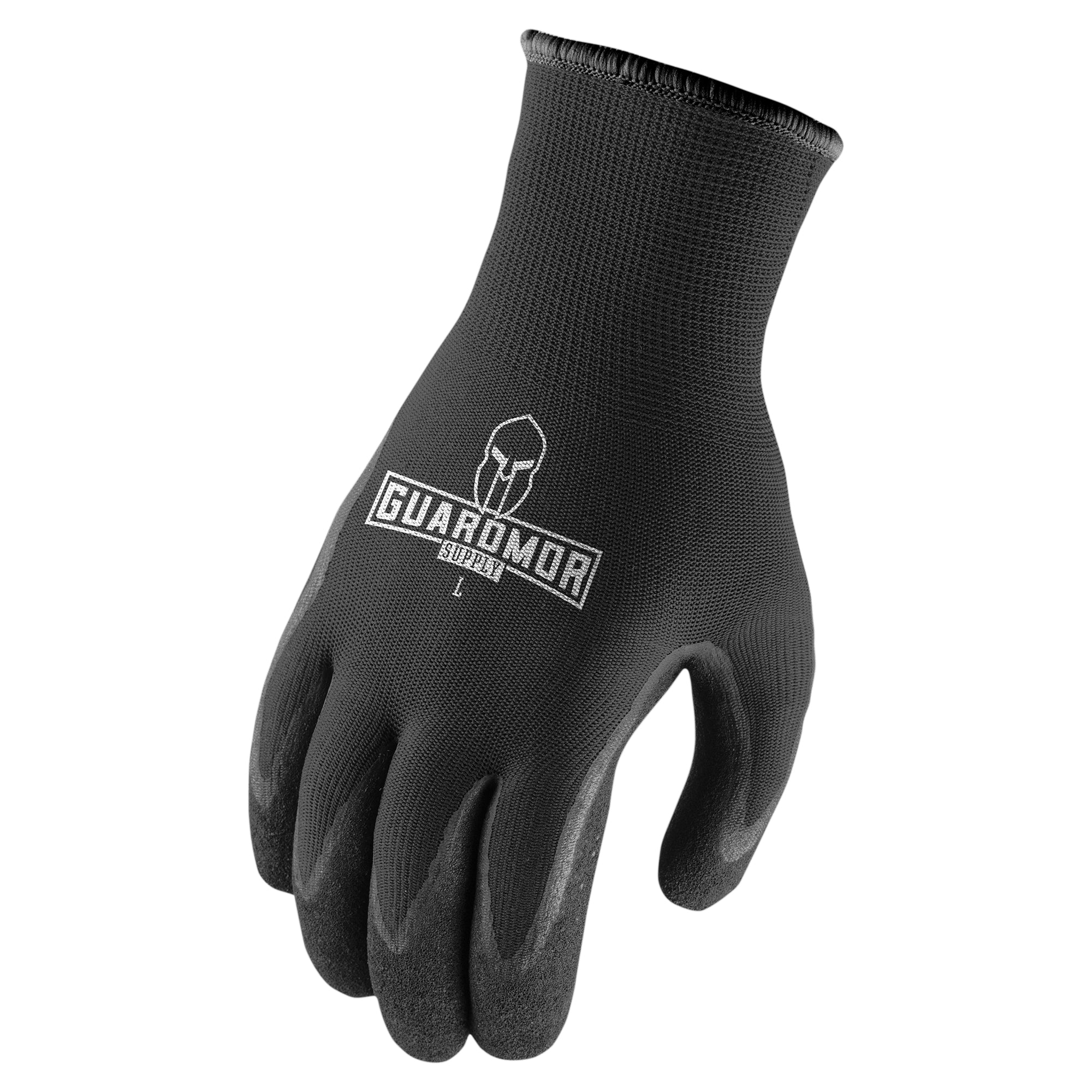 POLY TEXTURED NITRILE Palm Glove 13 Gauge (Microfoam Nitrile) - Black - X-LRG