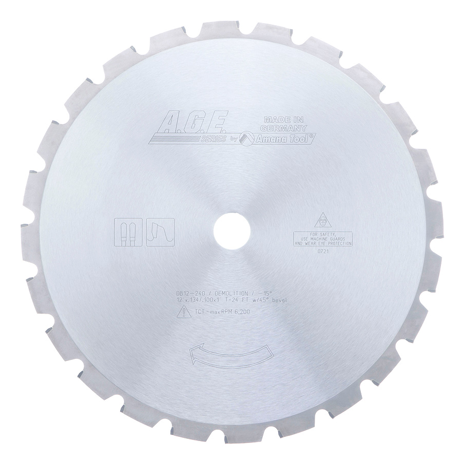 AGE DB12-240 12" x 24T Industrial Demolition Saw Blade 1" Arbor