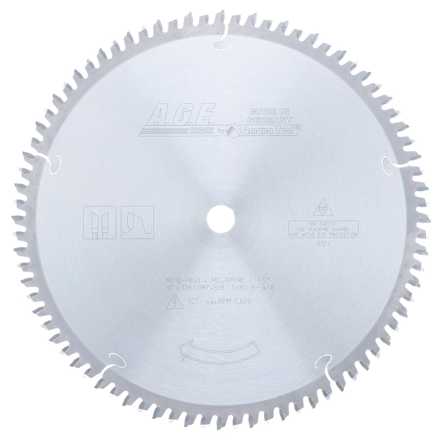 AGE MD10-803 10" x 80T Hi-ATB Double Sided Melamine Saw Blade 5/8" Arbor