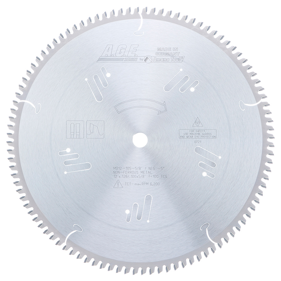 AGE MD12-105-5/8 12" x 100T TCG Non-Ferrous Saw Blade 5/8" Arbor