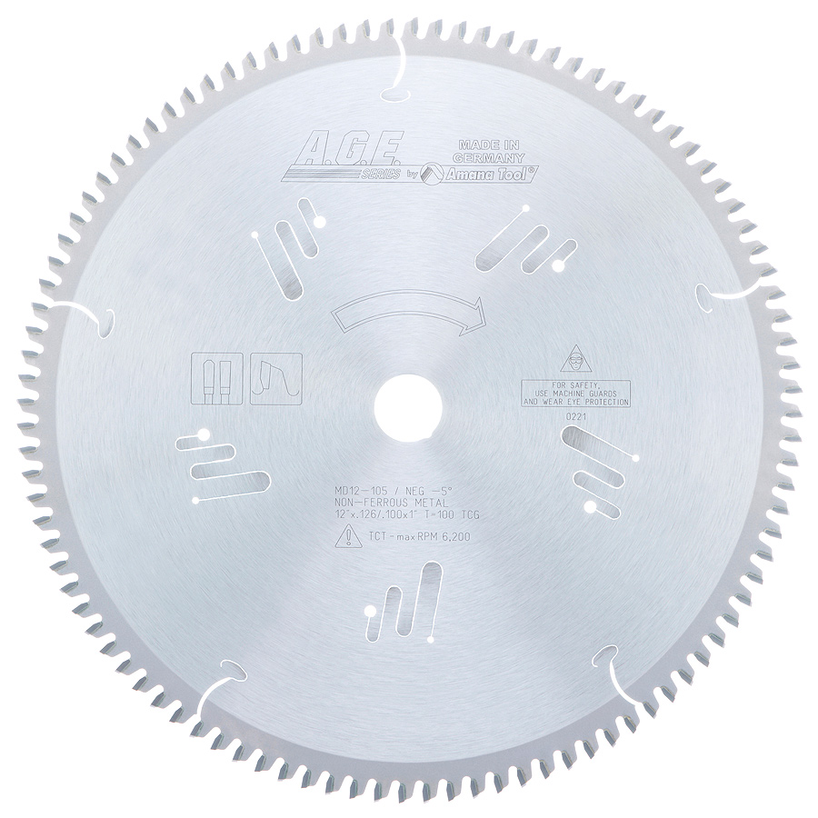 AGE MD12-105 12" x 100T TCG Non-Ferrous Saw Blade 1" Arbor