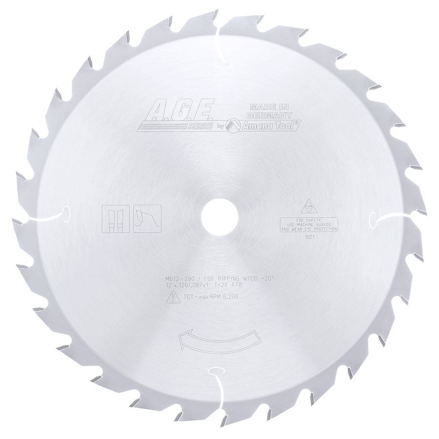 AGE MD12-280 12" x 28T ATB Ripping Saw Blade 1" Arbor
