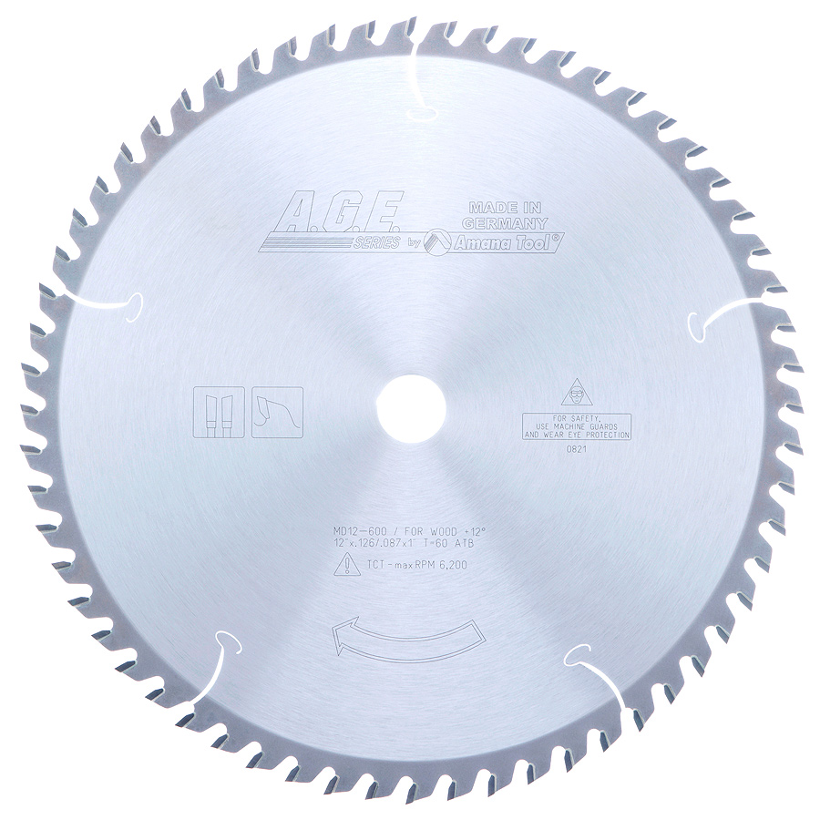 AGE MD12-600 12" x 60T ATB Crosscut Saw Blade 1" Arbor