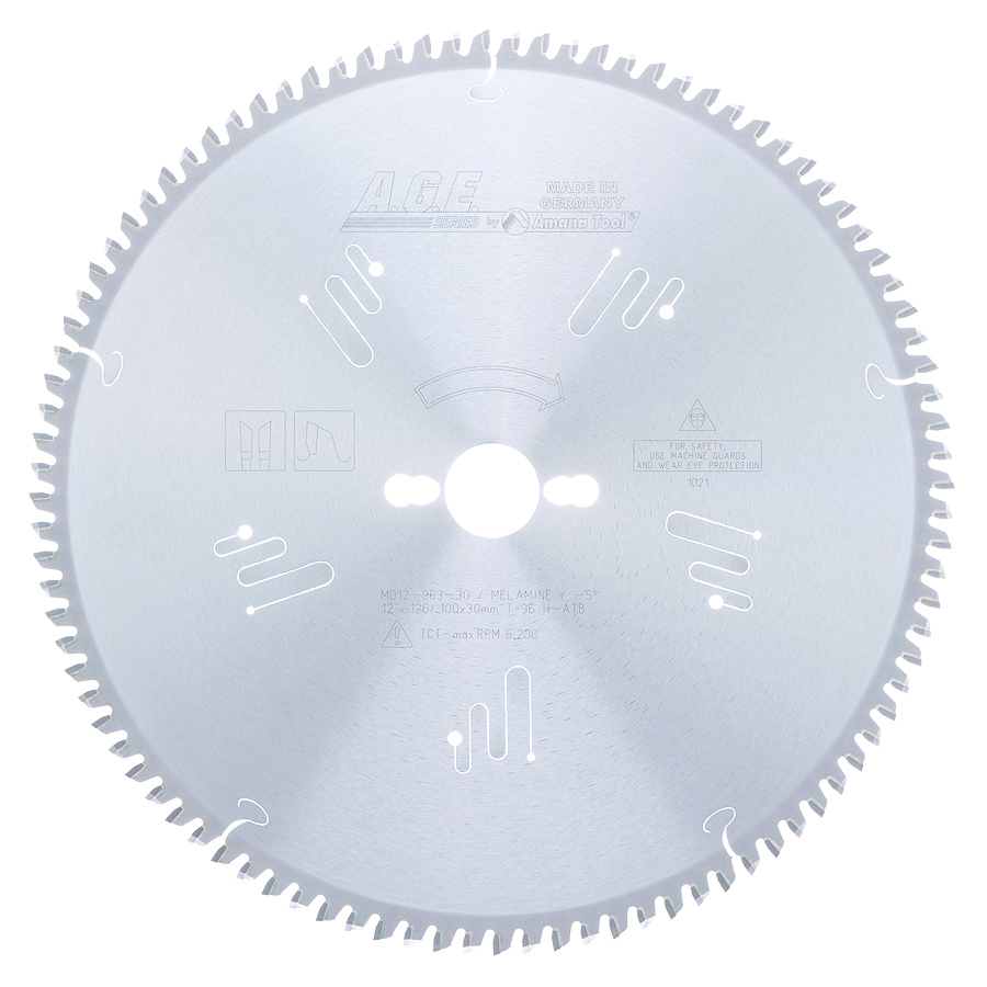 AGE MD12-963-30 12" x 96T Hi-ATB Double Sided Melamine Saw Blade 30mm Arbor