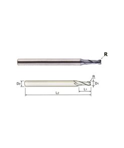 YG1-GMF18003 - 3/64 (R.008) x 1/4 x 3/32 x 2 - 4G Mill 2 Flute 30 Degree Helix Corner Radius End Mill
