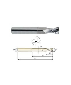 YG1-39573 - 1/4 x 1/4 x 3/8(2-1/4) x 4 N.220 - 2 Flute 37 Degree Helix Extended Neck Alu-Power