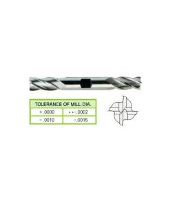 YG1-13043HN - 3/16 x 3/8 x 1/2 x 3-1/4 - 4 Flute Regular Length De Center Cut Tin Coated Hss