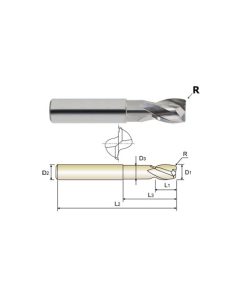 YG1-24562 - 5/32 x 1/4 R.012 N.140 - 2 Flute Regular Length Radius & Neck Alu-Power