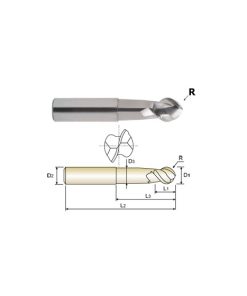 YG1-37573 - 1/4 x 1/4 N.226 - 2 Flute Regular Length 50 Degree Helix Ball Alu-Power