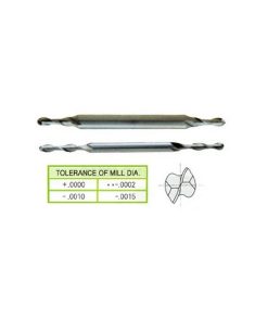 YG1-56006HC - 1/16 x 3/16 x 3/16 x 2-1/4 - 2 Flute Regular Length De Ball Nose Miniature Ticn Coated Hss