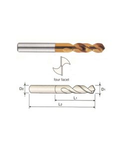 YG1-1221JCN - 12.2 x 51 x 108 - Hss-Ex Hpd-Sus Twist Drill Tin-Coated (Stub)