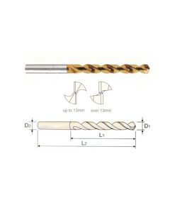 YG1-1221KCN - 12.2 x 101 x 158 - Hss-Ex Hpd-Sus Twist Drill Tin-Coated (Jobbers)