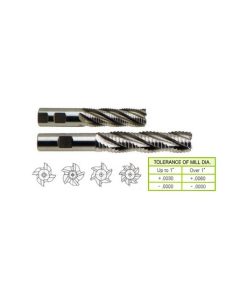 YG1-62469CN - 1-3/4 x 1-1/4 x 4 x 6-1/2 - 6 Flute Long Length Coarse Pitch Rougher Tin Coated 8% Cobalt