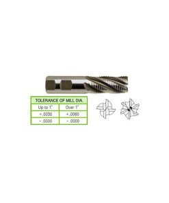 YG1-64359CC - 3/4 x 3/4 x 1-5/8 x 3-7/8 - 4 Flute Regular Length Center Cut Rougher Ticn Coated 8% Cobalt