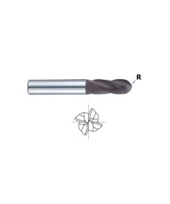 YG1-99621 - 5/64 x 1/8 x 1/4 x 1-1/2 - 4 Flute Regular Length Ball Nose Diamond Coated Carbide