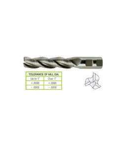 YG1-67461CN - 1-1/2 x 1-1/4 x 4 x 6-1/2 - 3 Flute Long Length Se Hi-Helix Rougher Tin Coated 8% Cobalt