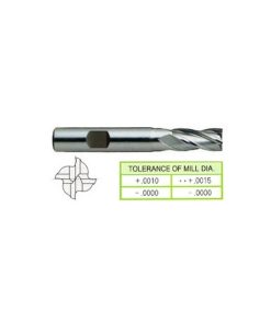 YG1-16008HN - 5.0 x 3/8 x 9/16 x 2-1/2 - 4 Flute Metric Regular Length Tin Coated Hss
