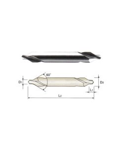 YG1-D1C90079 - 3/64 x 1/8 x 1/16 x 1-1/2 - Hss(M2) 60 Degree Regular Length Center Drill
