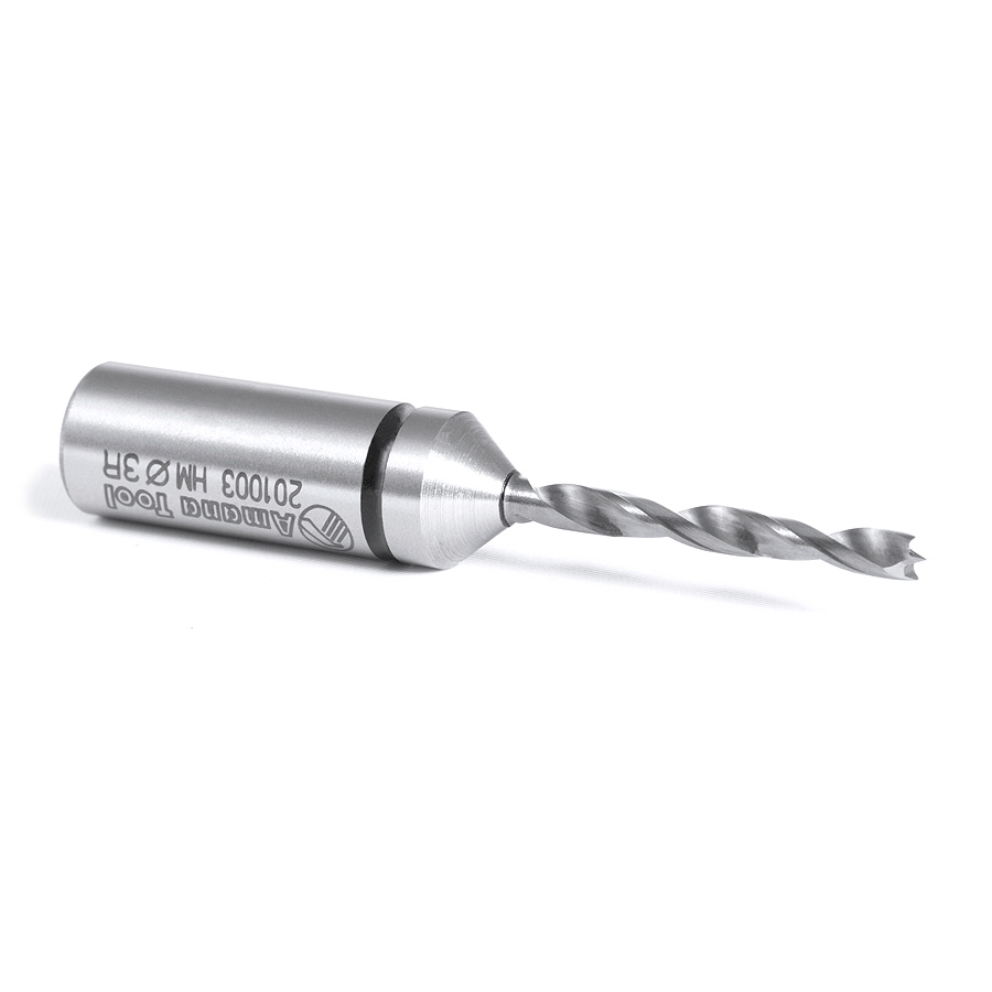 201003 Solid Carbide Cutting Edge Brad Point Boring Bit R/H 3mm Dia x 57mm Long x 10mm Shank