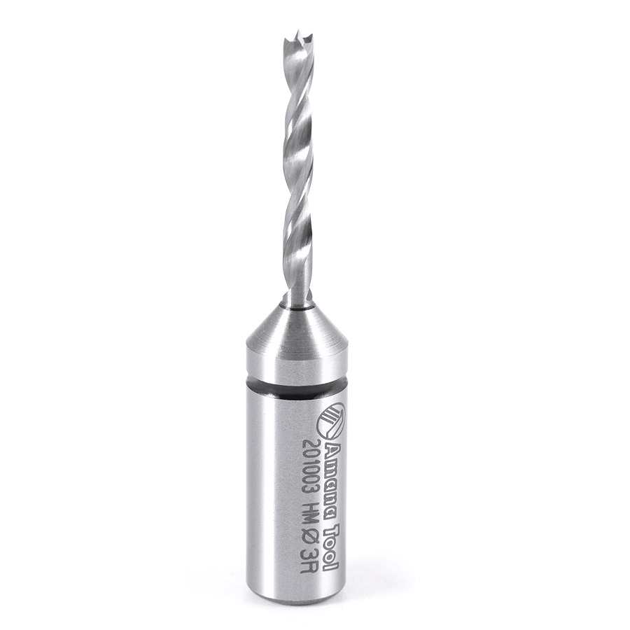 201003 Solid Carbide Cutting Edge Brad Point Boring Bit R/H 3mm Dia x 57mm Long x 10mm Shank
