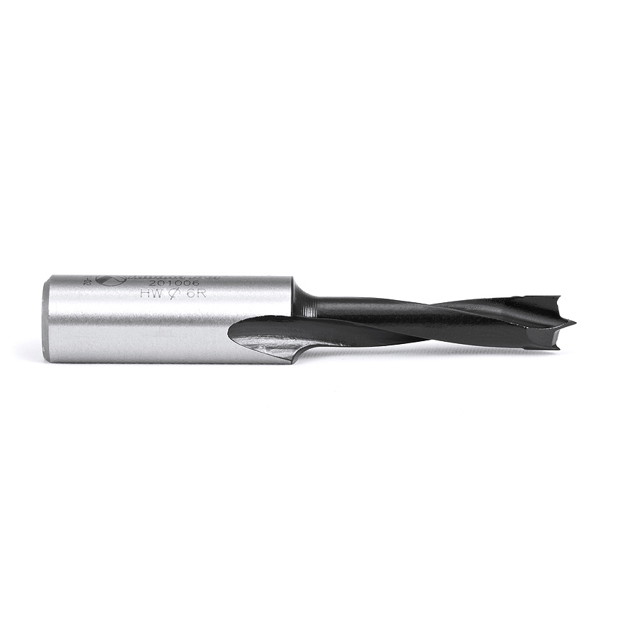 201006 Carbide Tipped Brad Point Boring Bit R/H 6mm Dia x 57mm Long x 10mm Shank