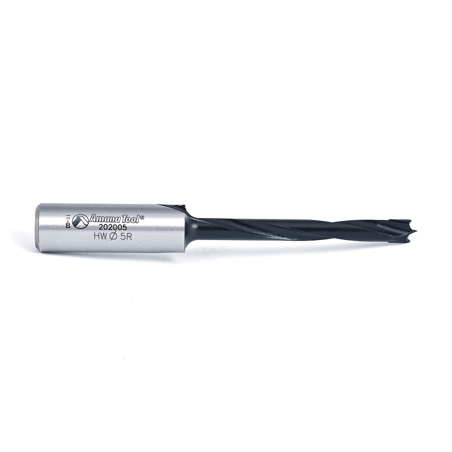 202005 Carbide Tipped Brad Point Boring Bit R/H 5mm Dia x 77mm Long x 10mm Shank