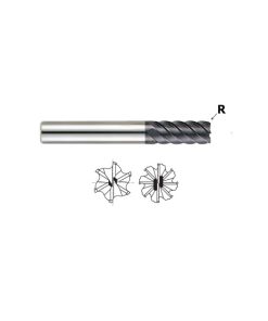 YG1-93277 - 1/4 x 1/4 x 1/2 x 2-1/4 R.020 - 6 Flute Long Length 45 Deg Helix Corner Radius X-Power Carbide